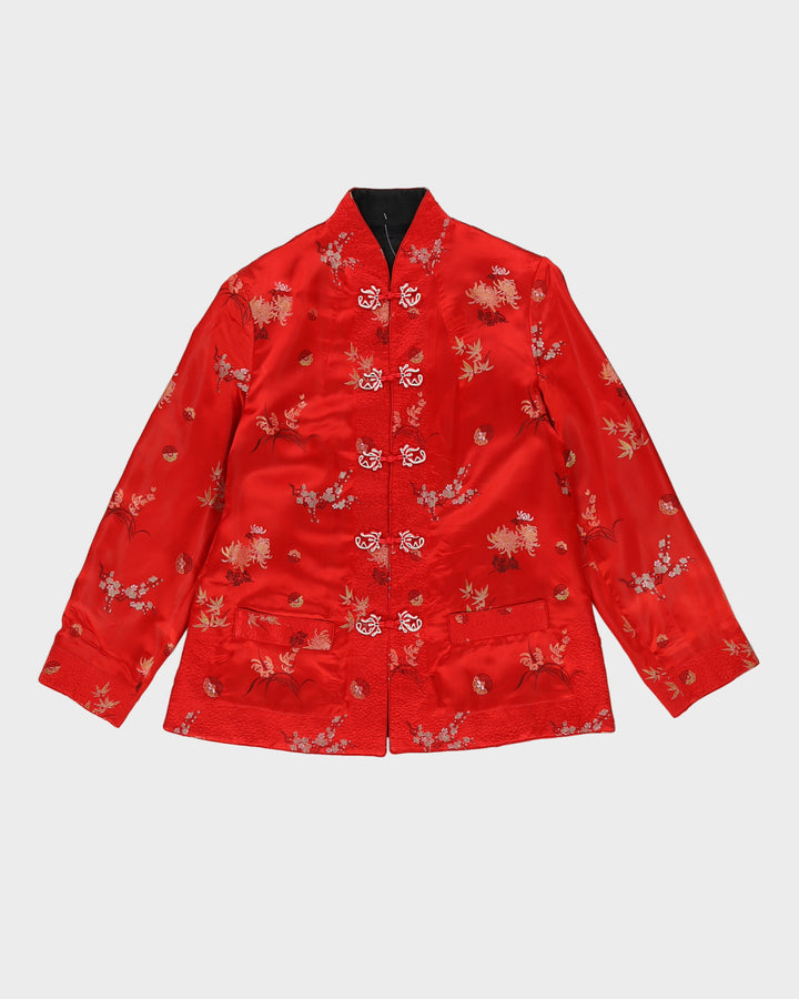 Reversible Red And Black Brocade Cheongsam Jacket - M