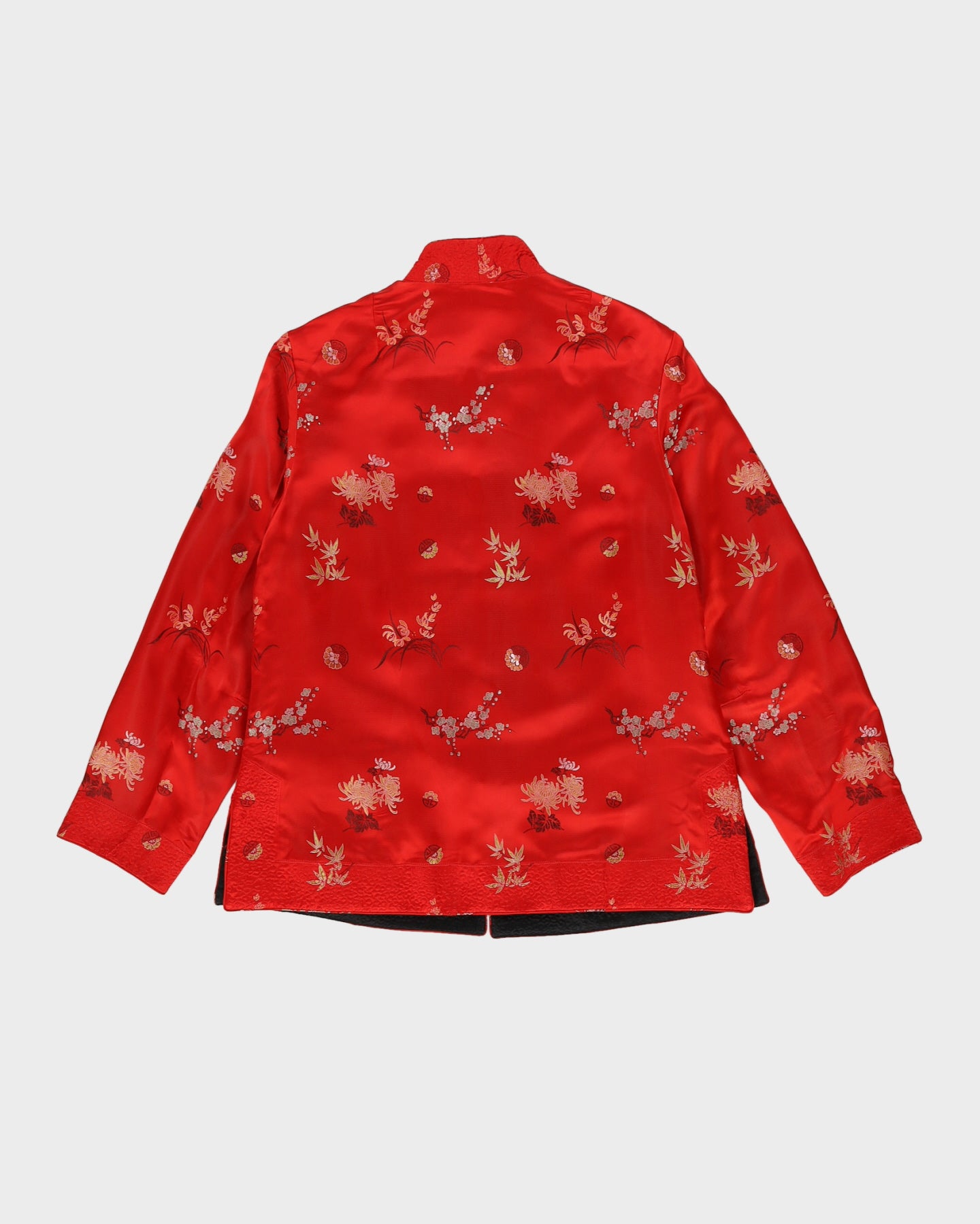 Reversible Red And Black Brocade Cheongsam Jacket - M