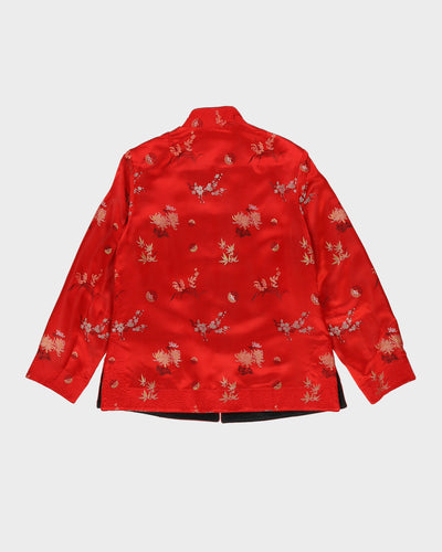 Reversible Red And Black Brocade Cheongsam Jacket - M