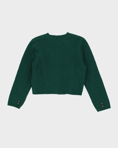 Green Wool Cropped Jacket - S