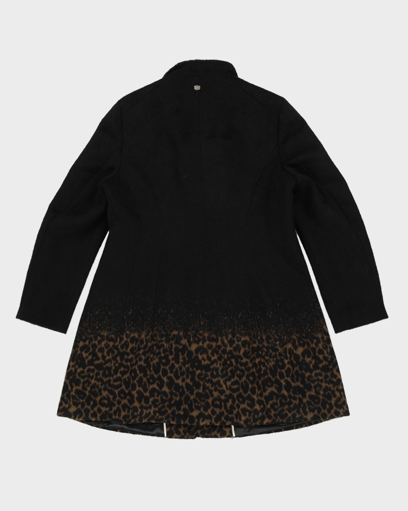 Calvin Klein Black With Brown Pattern Overcoat - M