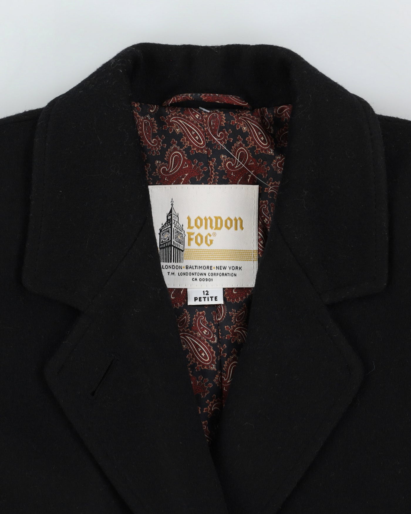 London Fog Black Overcoat - M