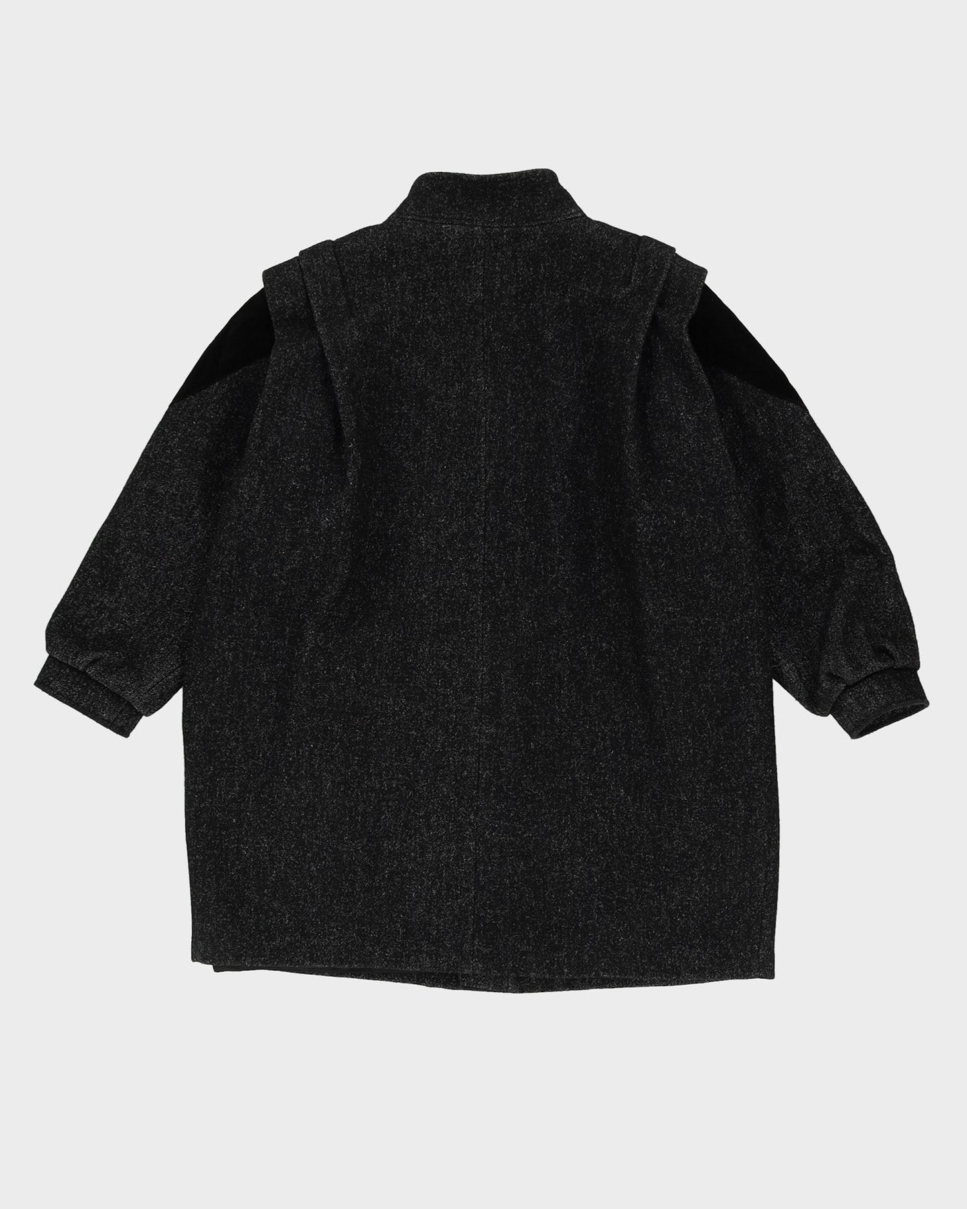 Grey Speckled Pleated Short Overcoat - L