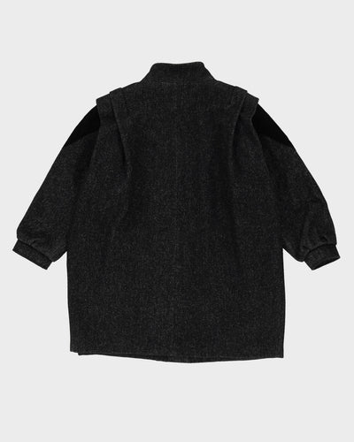 Grey Speckled Pleated Short Overcoat - L
