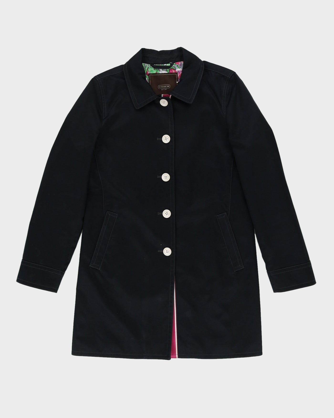 Coach Black Raincoat Mac - S