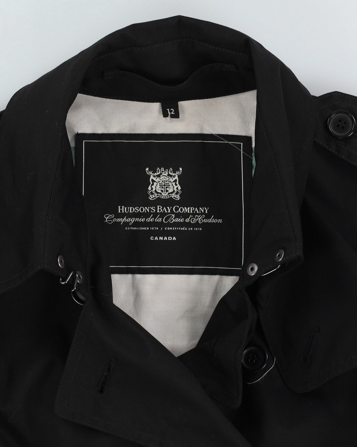 Hudson's Bay Black Raincoat Mac - S