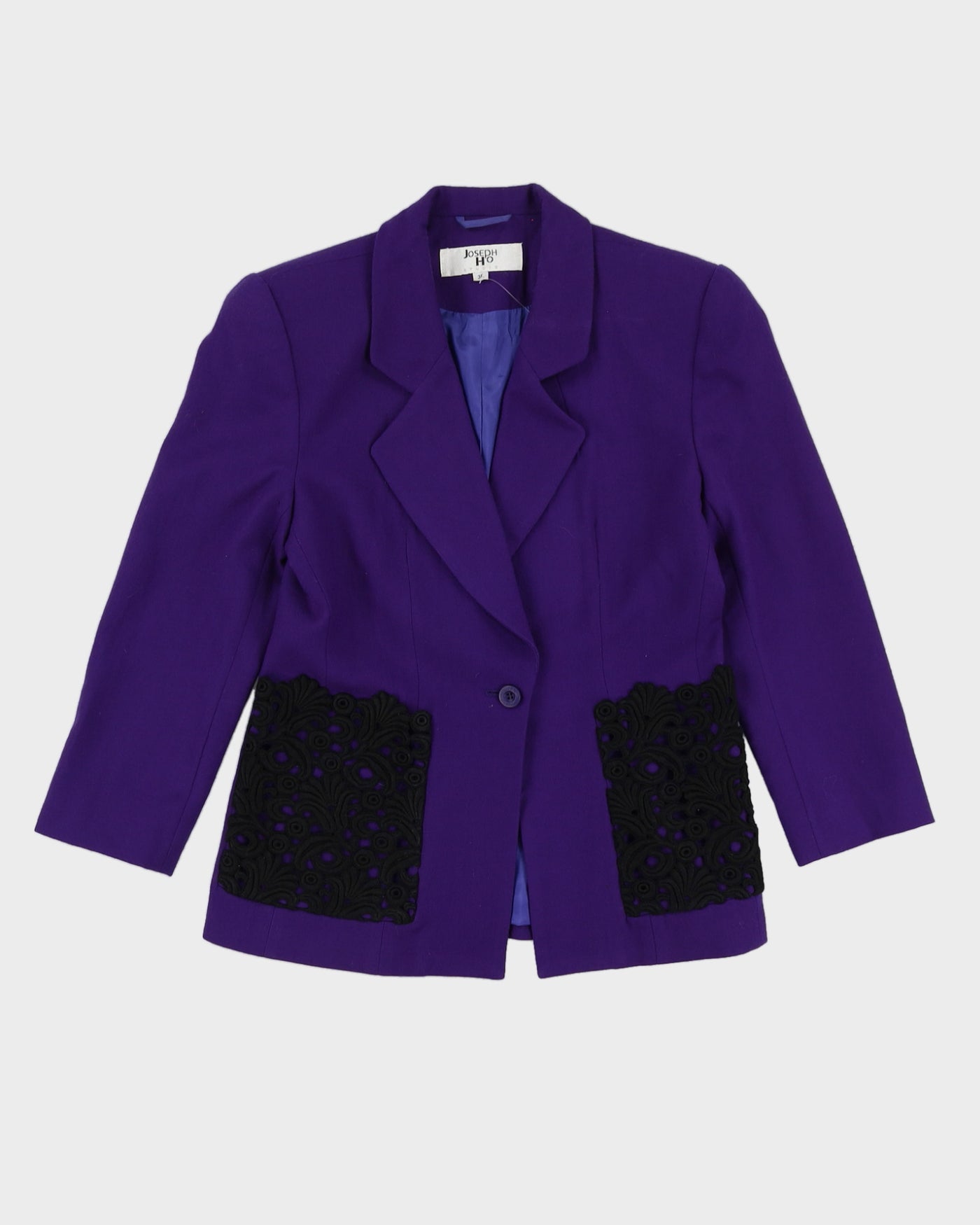 Purple With Black Lace Pockets Jacket - S