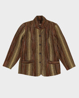 1990s Brown Woven Blazer Jacket - S