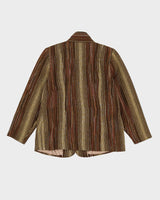 1990s Brown Woven Blazer Jacket - S