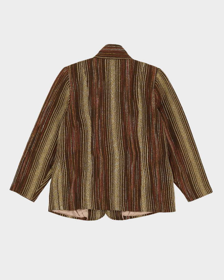 1990s Brown Woven Blazer Jacket - S