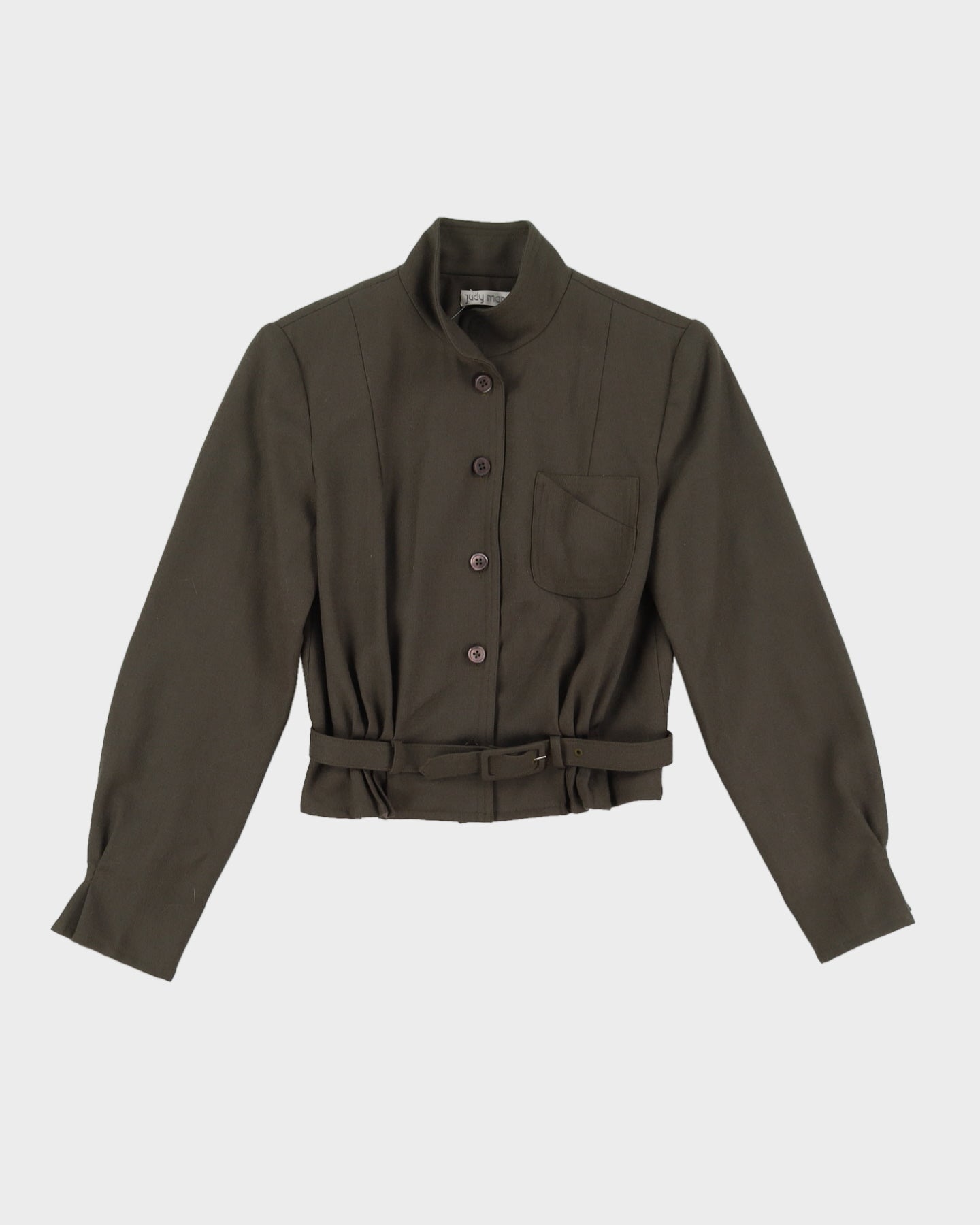 Khaki Bomber Style Belted Jacket - XXS