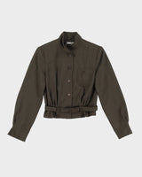 Khaki Bomber Style Belted Jacket - XXS