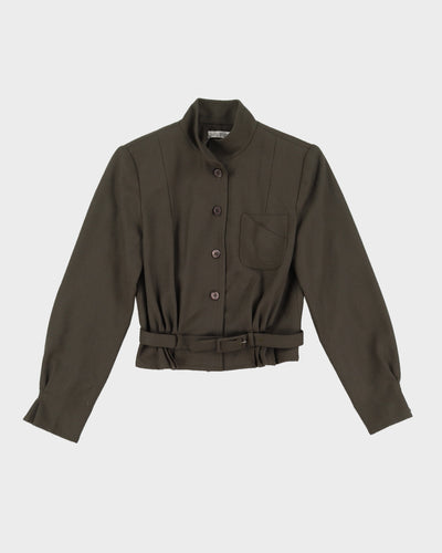 Khaki Bomber Style Belted Jacket - XXS