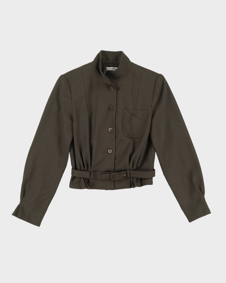 Khaki Bomber Style Belted Jacket - XXS