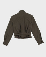 Khaki Bomber Style Belted Jacket - XXS