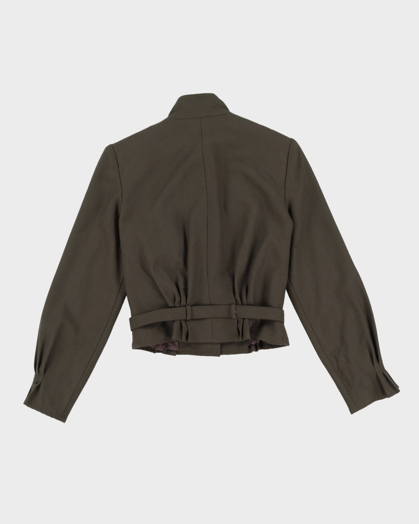 Khaki Bomber Style Belted Jacket - XXS