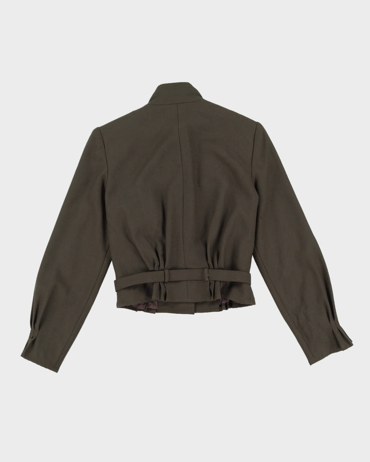 Khaki Bomber Style Belted Jacket - XXS