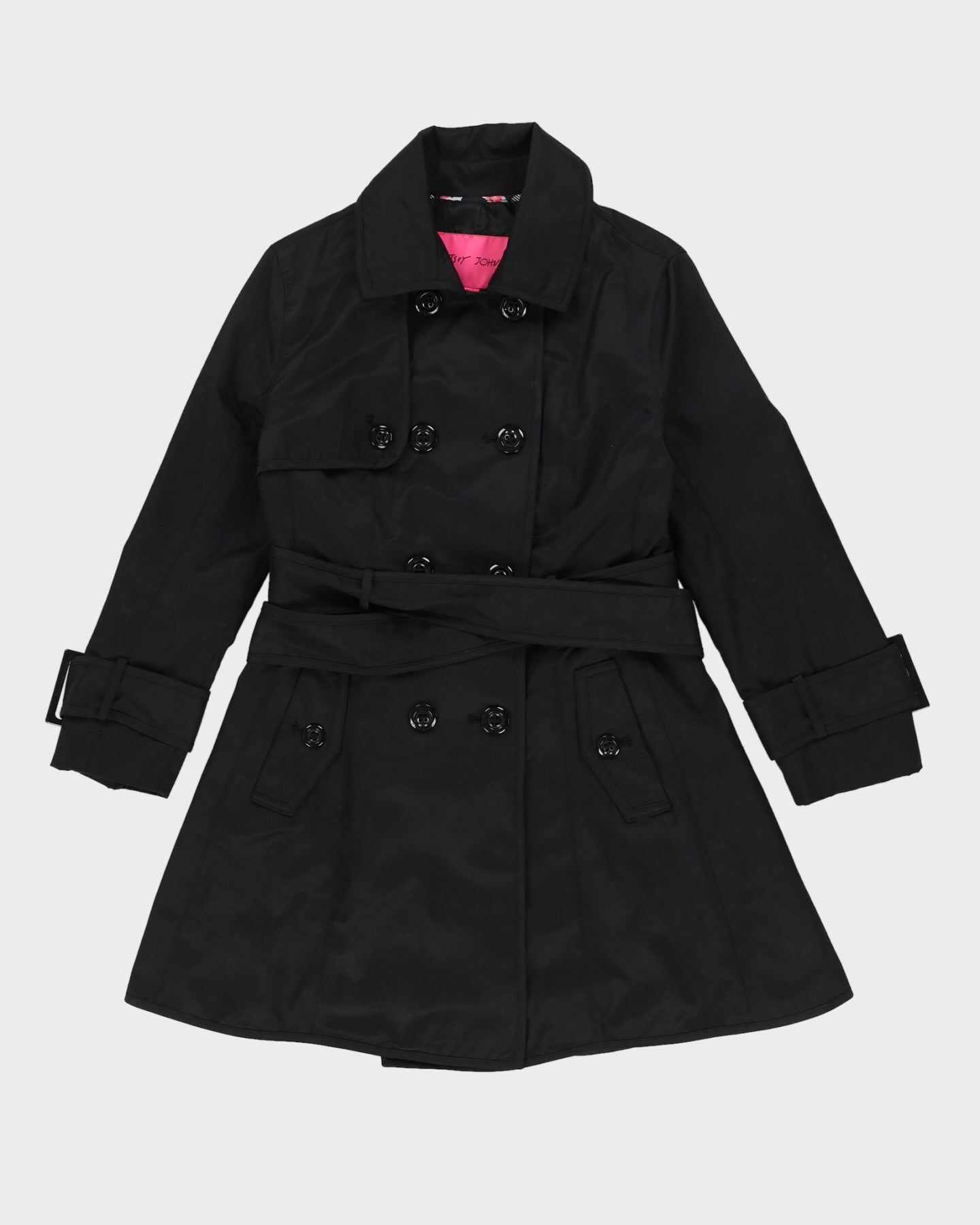 Betsey Johnson Black Belted Rain Mac - M