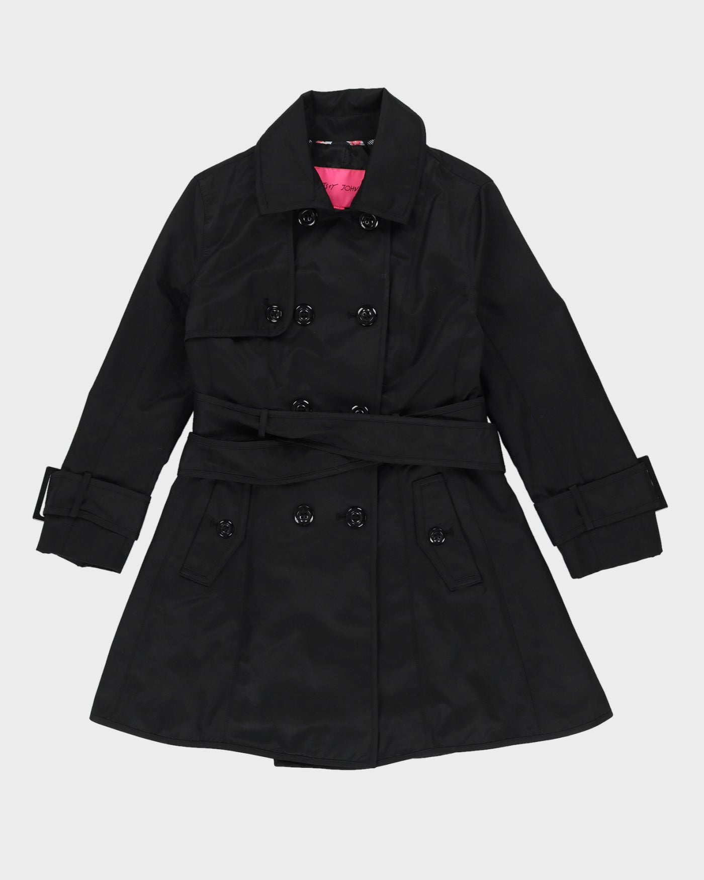 Betsey Johnson Black Belted Rain Mac - M
