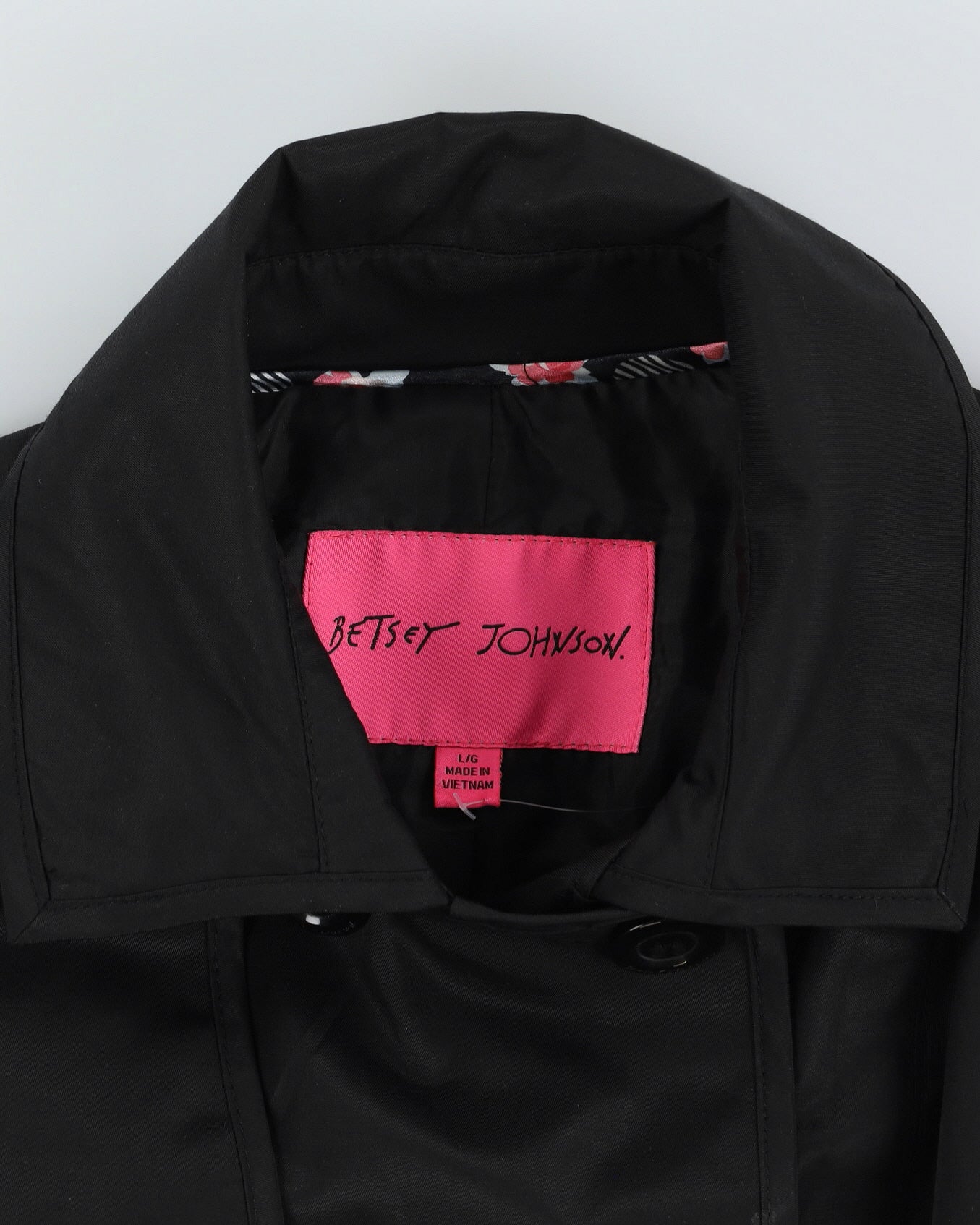 Betsey Johnson Black Belted Rain Mac - M