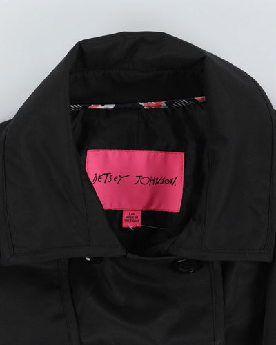Betsey Johnson Black Belted Rain Mac - M