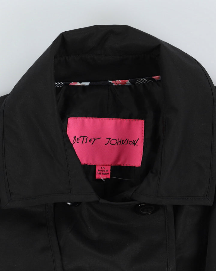 Betsey Johnson Black Belted Rain Mac - M