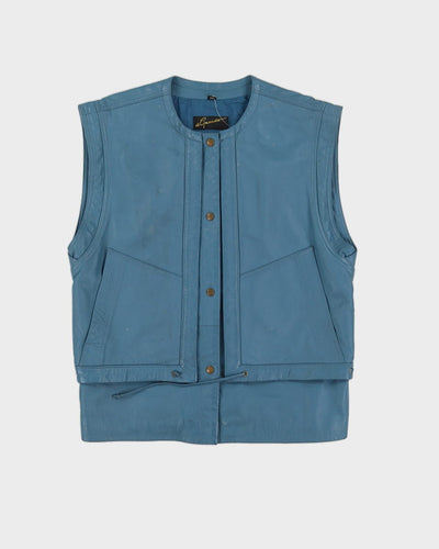 Blue Leather Sleeveless Jacket - M
