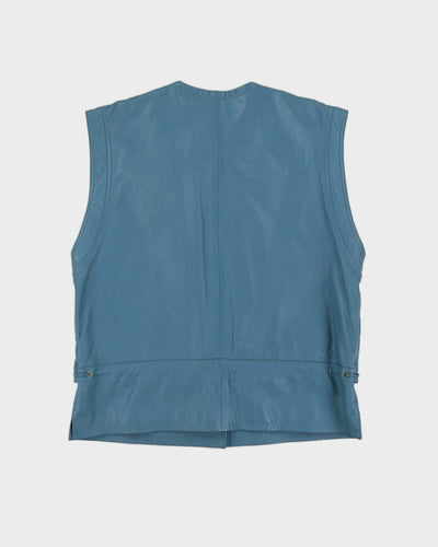 Blue Leather Sleeveless Jacket - M