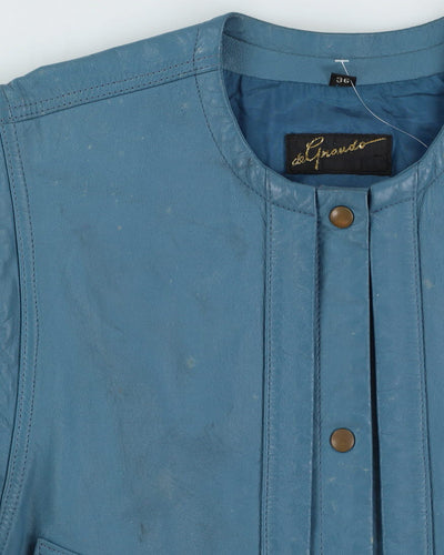 Blue Leather Sleeveless Jacket - M