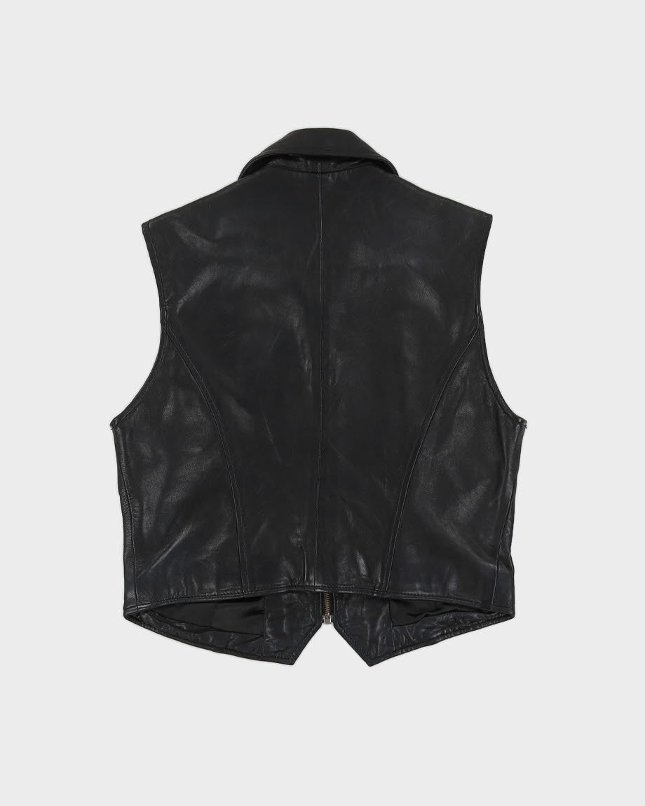 DKNY Black Leather Waistcoat - S