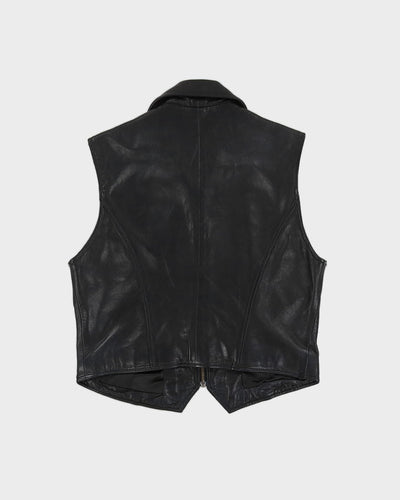 DKNY Black Leather Waistcoat - S
