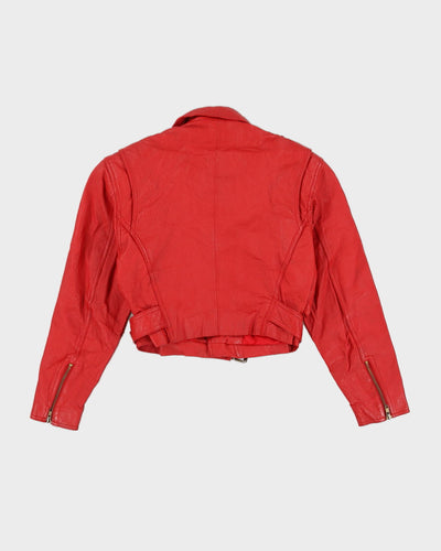 Red Leather Biker Jacket - S