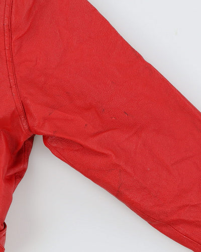 Red Leather Biker Jacket - S