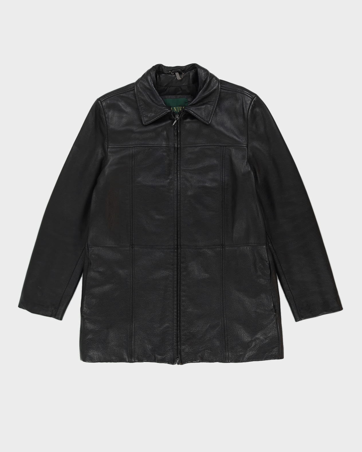 Black Leather Zip Jacket - M