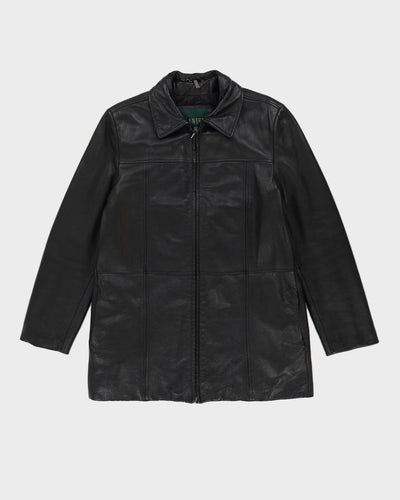 Black Leather Zip Jacket - M