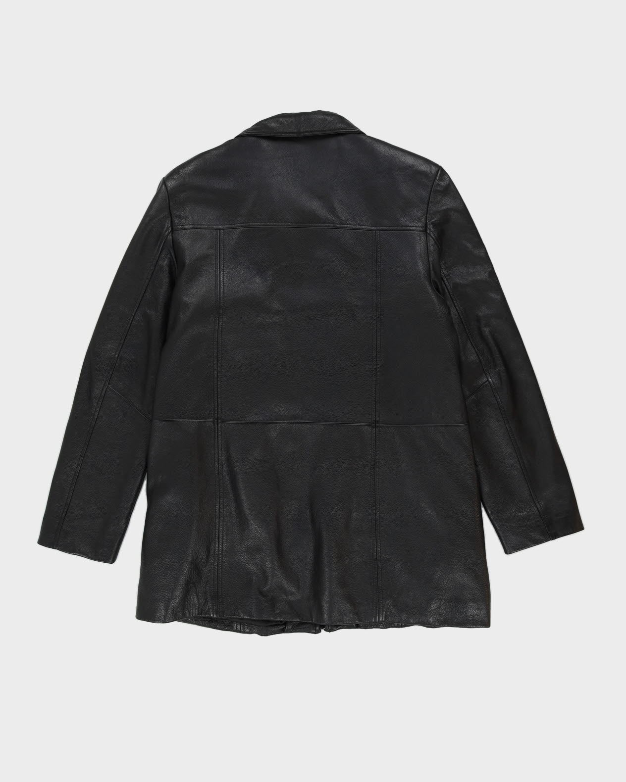 Black Leather Zip Jacket - M