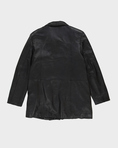 Black Leather Zip Jacket - M