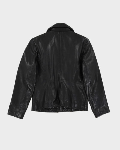 Guess Black Leather Zip Jacket - XS