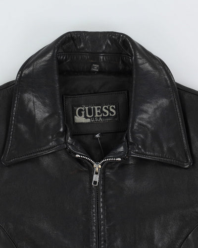 Guess Black Leather Zip Jacket - XS