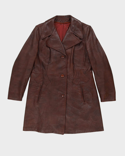 Vintage 1970s Brown Leather Coat - M