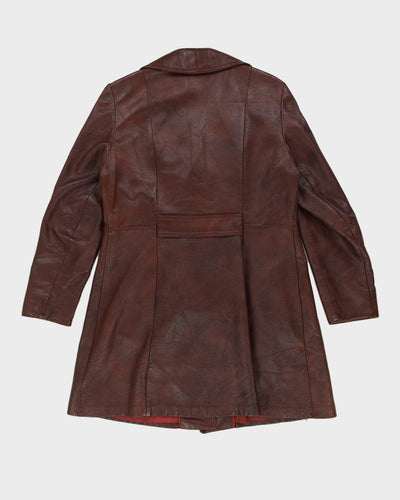 Vintage 1970s Brown Leather Coat - M