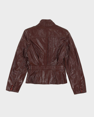 Vintage 1970s Burgundy Leather Jacket - XXS