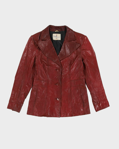 Vintage 1970s Burgundy Leather Jacket - XXS