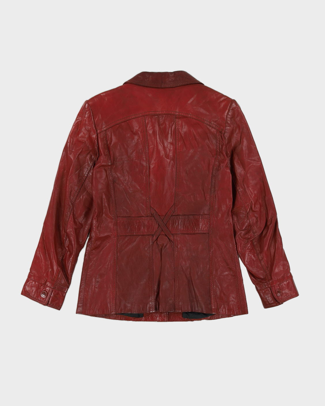 Vintage 1970s Burgundy Leather Jacket - XXS