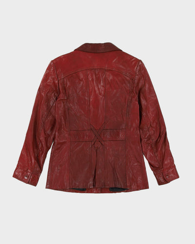 Vintage 1970s Burgundy Leather Jacket - XXS