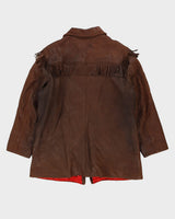 Vintage Brown Fringed Leather Jacket - M / L