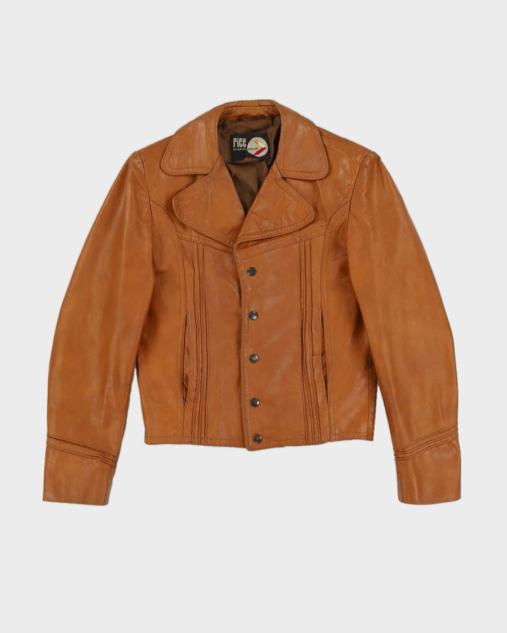 Vintage 1970s Brown Leather Jacket - XS