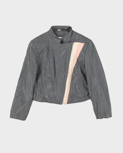 Vintage 1990s Grey Leather Jacket - XS