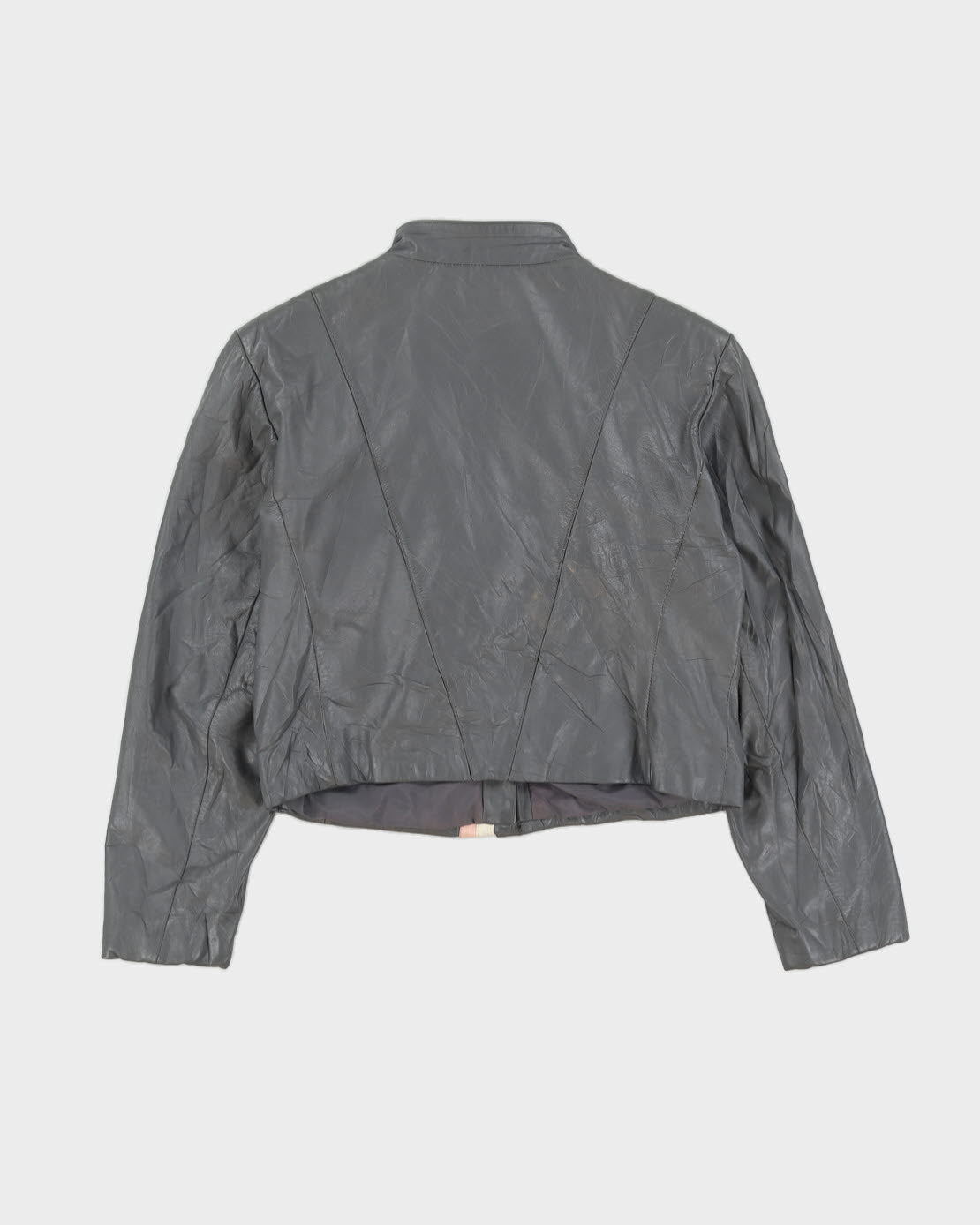 Vintage 1990s Grey Leather Jacket - XS