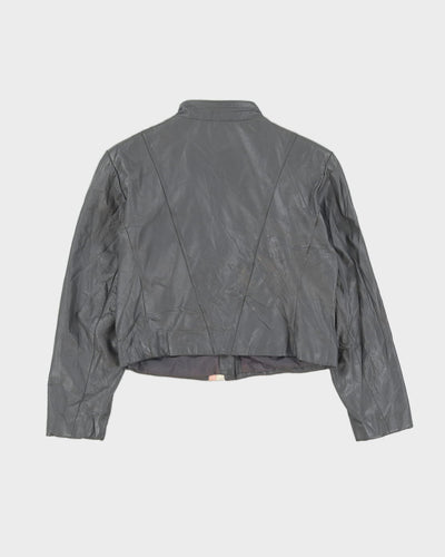 Vintage 1990s Grey Leather Jacket - XS